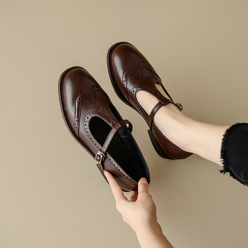 Women'S Shoes - 여성용 스플릿 가죽 신발, 라운드 토
