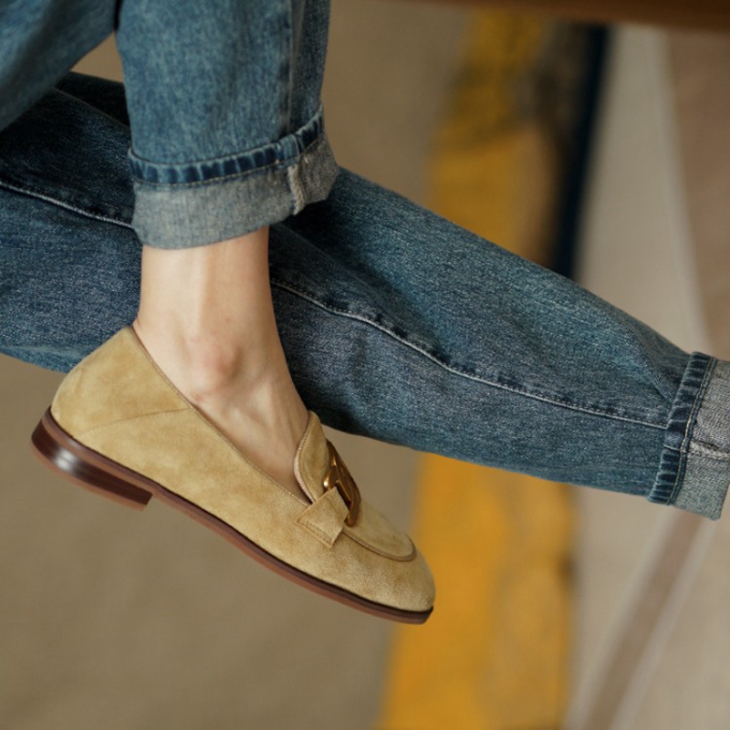 여성용 스웨이드 가죽 로퍼, 로우힐, 라운드 토, 청키 - Women'S Shoes 리뷰 및 가격