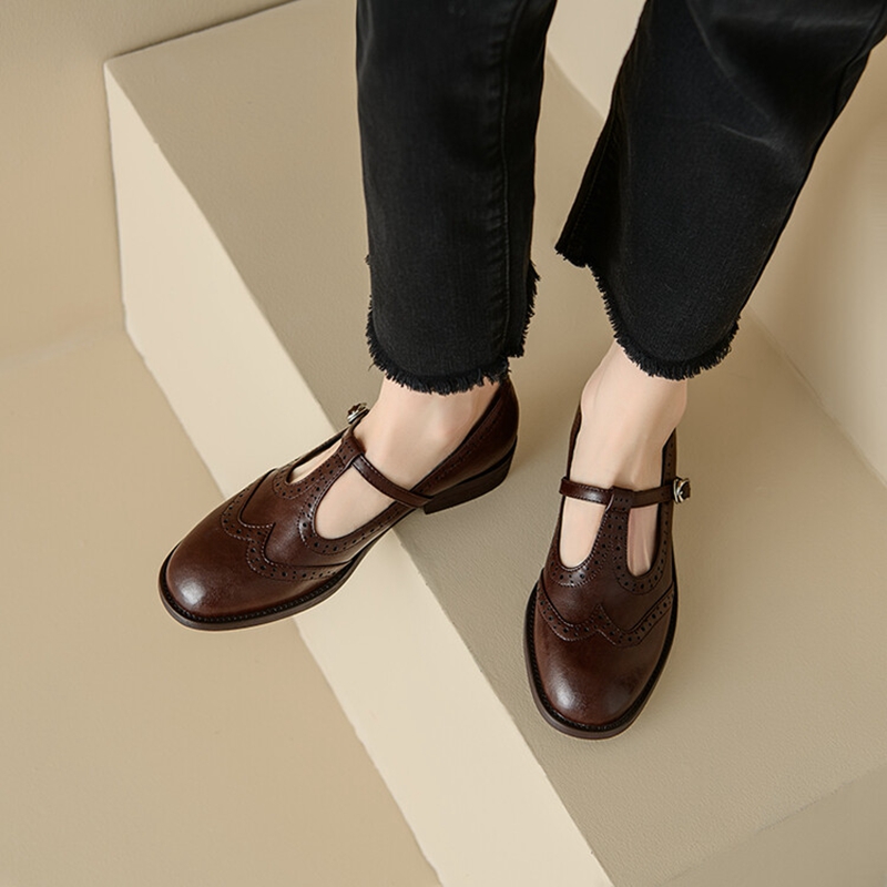 여성용 스플릿 가죽 신발, 라운드 토 메리 제인, 로우 - Women'S Shoes 리뷰 및 가격